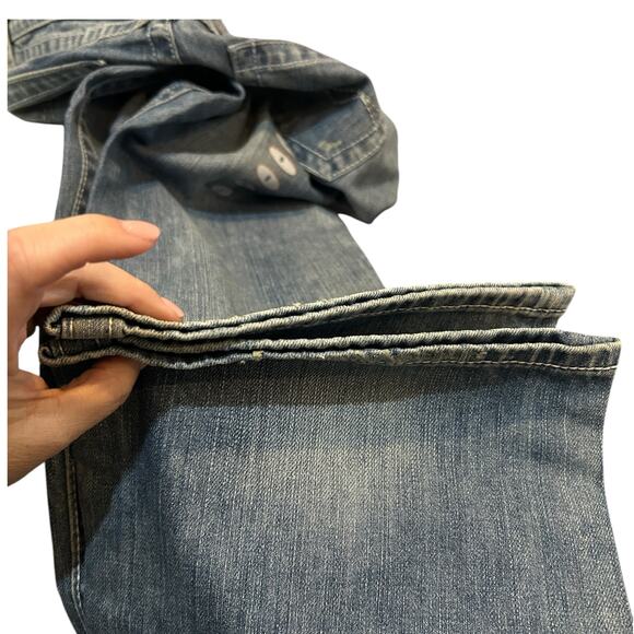 New Harley Davidson Low Rise Distressed Boot Cut Jeans Women 8 NWOT Pockets - Picture 6 of 11